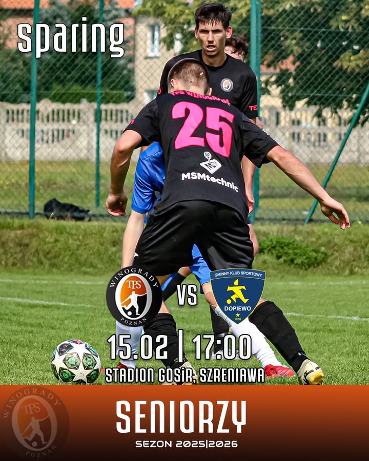 🟧W najbliższą niedzielę seniorzy TPS Winogrady rozegrają drugi mecz kontrolny w 