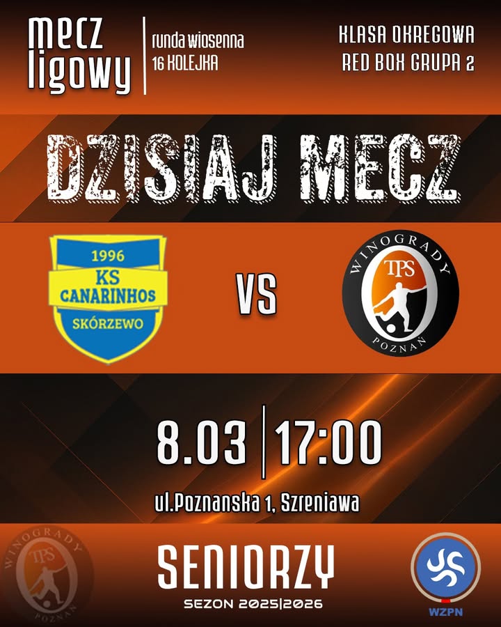 🟧DZISIAJ MECZ⬛️17:00🟧SZRENIAWA⬛️WIDZIMY SIĘ !!!🟧