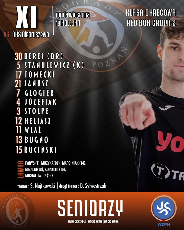 🟧Przed nami kolejny mecz rundy wiosennej ⬛️Już za chwilę seniorzy TPS Winogrady 