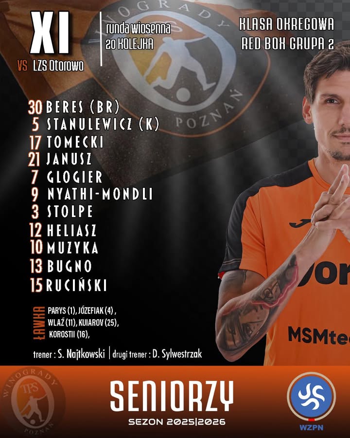 🟧Przed nami kolejny mecz rundy wiosennej ⬛️Już za chwilę seniorzy TPS Winogrady 