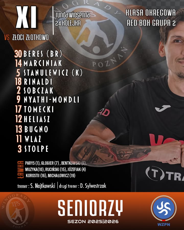 🟧Przed nami kolejny mecz rundy wiosennej ⬛️Już za chwilę seniorzy TPS Winogrady 