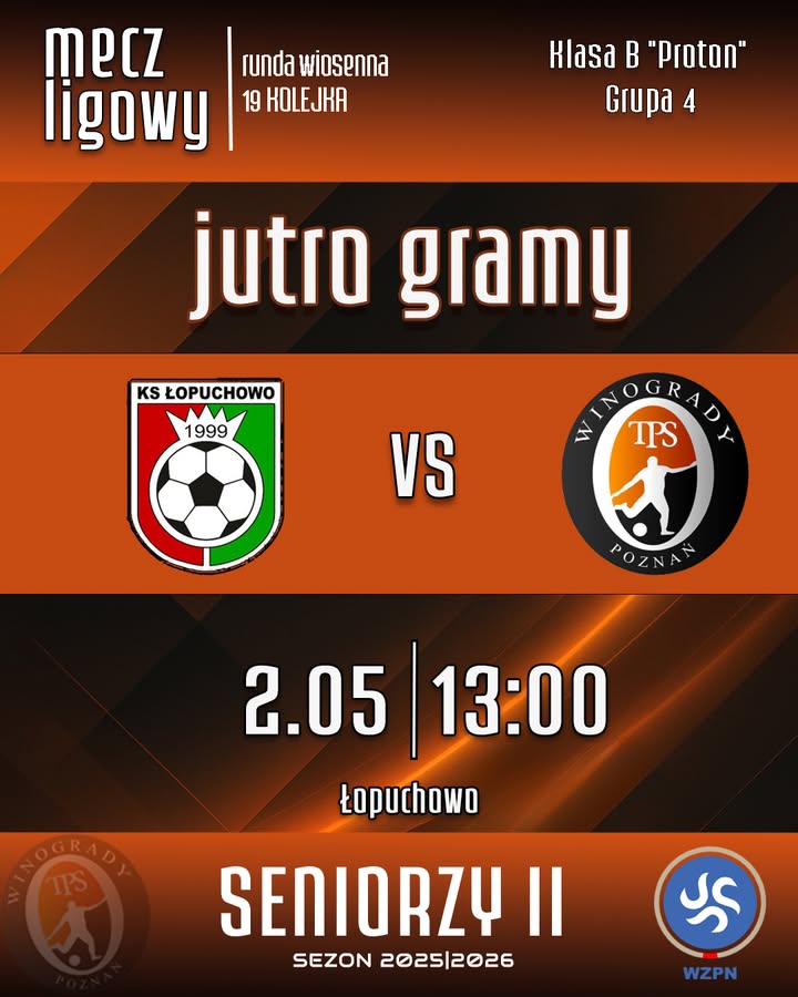 Przed nami kolejne ligowe emocje! 💪⚽ 🆚 KS Łopuchowo 📅 2 maja ⏰ 13:00 📍 Łopuchowo