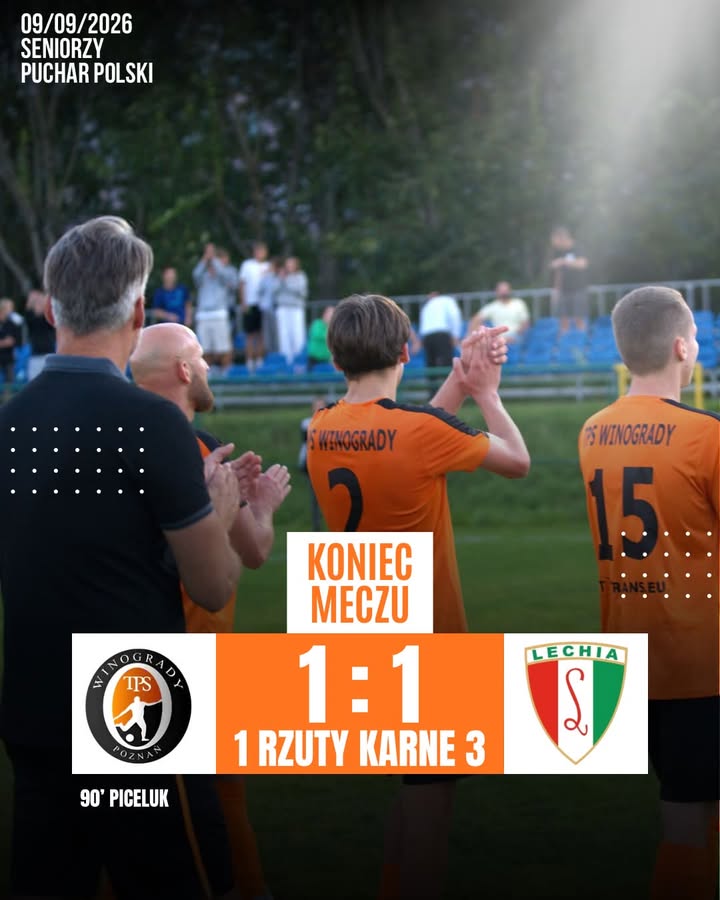 Przegrywamy po rzutach karnych w Pucharze Polski. Brawo za walkę do końca. Dzięk